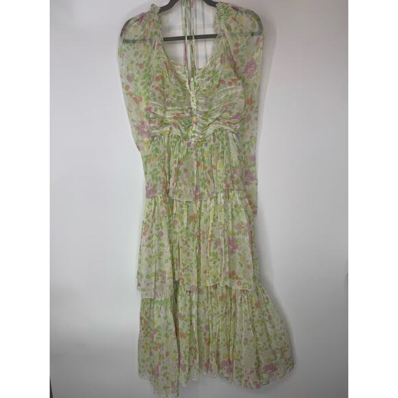 Redpolaris silk green floral dress 40 - Picture 11 of 13